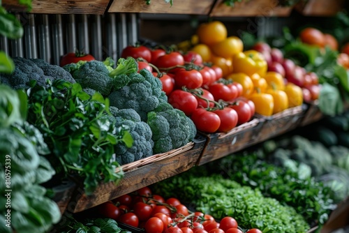 Wallpaper Mural A well-stocked farmers market display brimming with colorful vegetables, representing organic and local produce. Torontodigital.ca