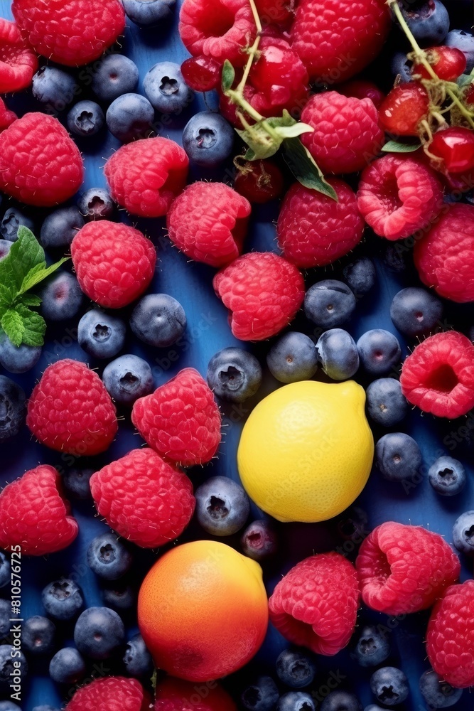 Assortment of fresh berries and citrus fruits Assortment of fresh berries and citrus fruits