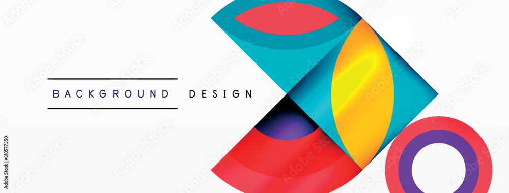 Vibrant colorful geometric shapes and circles on a white background create an eyecatching textile design. Bold font and electric blue dominate the pattern, adding a touch of artistry Vibrant colorful geometric shapes and circles on a white background create an eyecatching textile design. Bold font and electric blue dominate the pattern, adding a touch of artistry