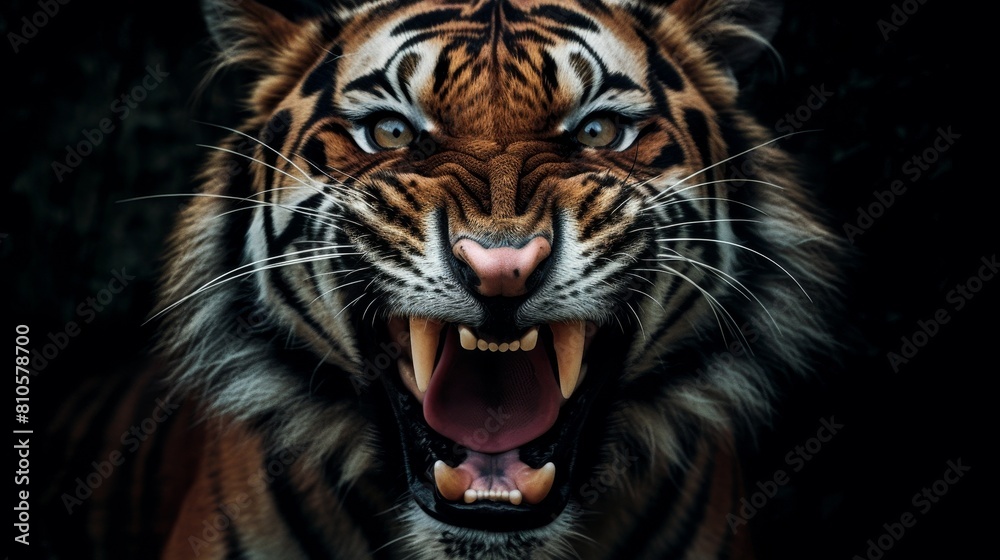 Naklejka premium Fierce tiger roaring with open mouth