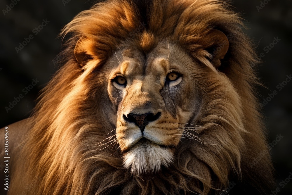 Majestic lion with flowing mane