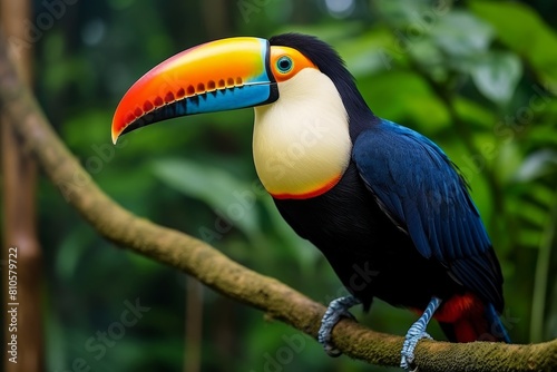 Colorful toucan bird perched on branch © Balaraw