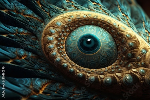 Intricate eye of a peacock feather