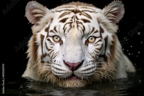 Majestic white tiger in water