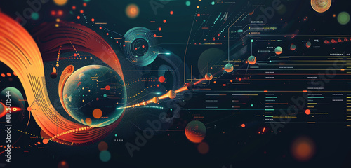 Captivating timeline design featuring 5 interconnected steps, enhanced by abstract shapes and rich, contrasting hues, offering a visually stimulating way to convey chronological information.
