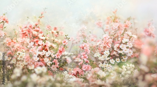 Pastel Spring Blossoms with Cherry and Dogwood Flowers in Soft-Focus