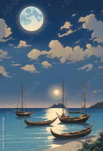 sailing ship in the night