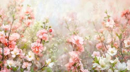 Serene Springtime Scene with Cherry Blossoms and Dogwood Blooms