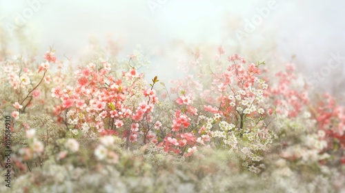 Soft-Focus Spring Blossoms Backdrop with Cherry and Dogwood Flowers