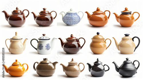 Set of teapots isolated on white