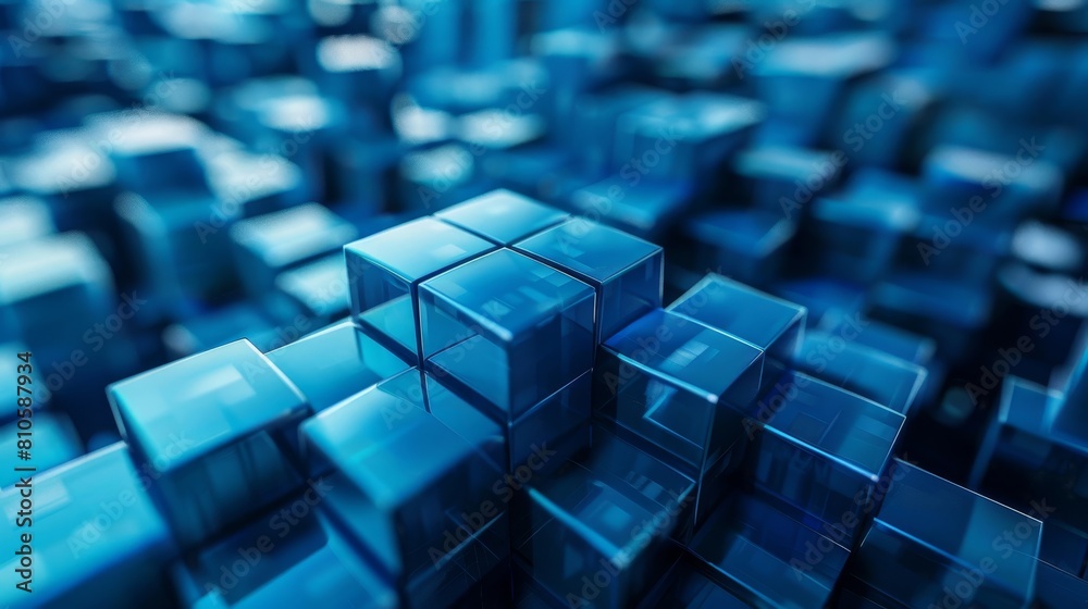 Futuristic blue 3D cubes structure for corporate tech backgrounds