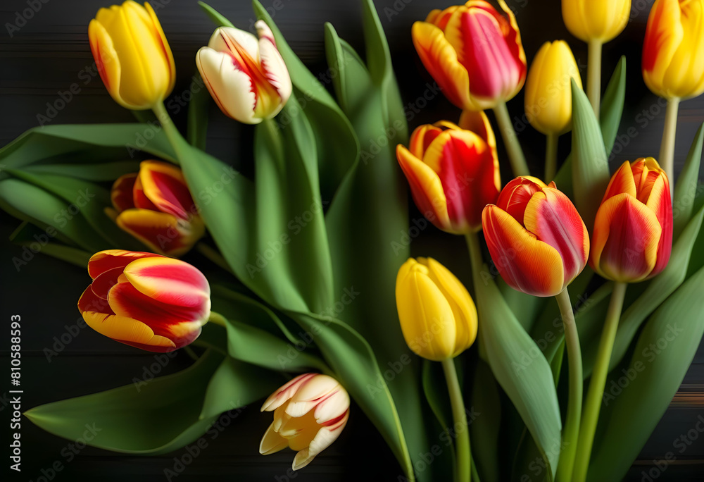 vibrant pink and purple tulips on a dark background vibrant pink and purple tulips on a dark background