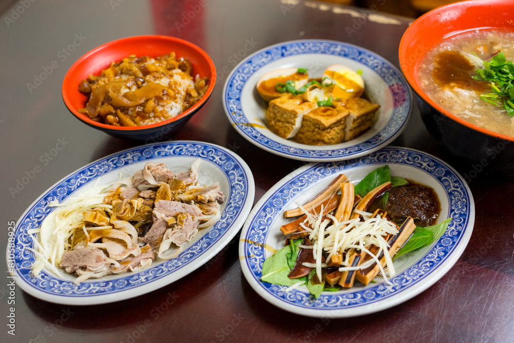 Local Taiwanese food with pork meat and tofu Local Taiwanese food with pork meat and tofu