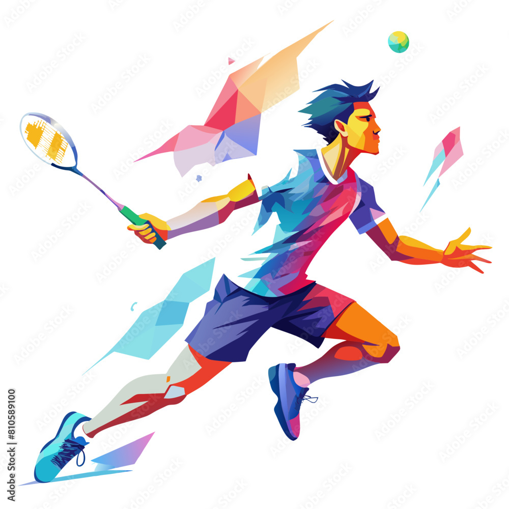 Badminton Player Playing colorful watercolor illustration
