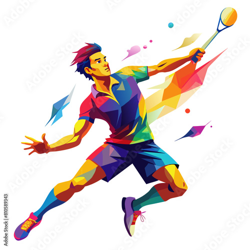 Badminton Player Playing colorful watercolor illustration  © amanmalik