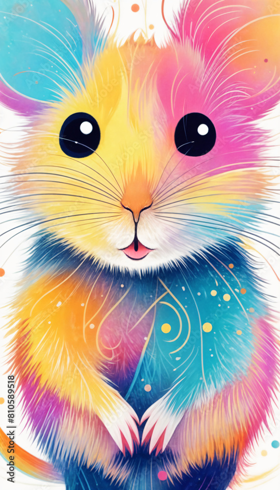 Cute mouse background illustration made of colorful lines Cute mouse background illustration made of colorful lines
