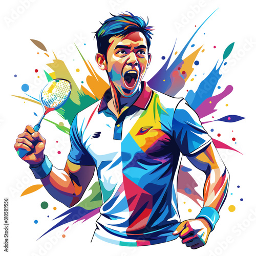 Badminton Player Playing colorful watercolor illustration
