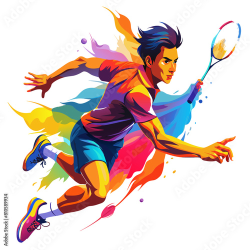 Badminton Player Playing colorful watercolor illustration
