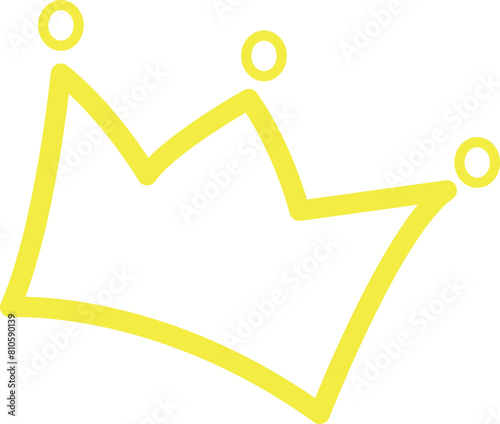 Yellow Crown Outline - Hand-Drawn Vector Illustration