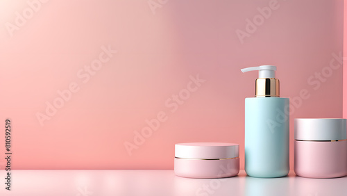 a bottle of lotion and a container of lotion on a table