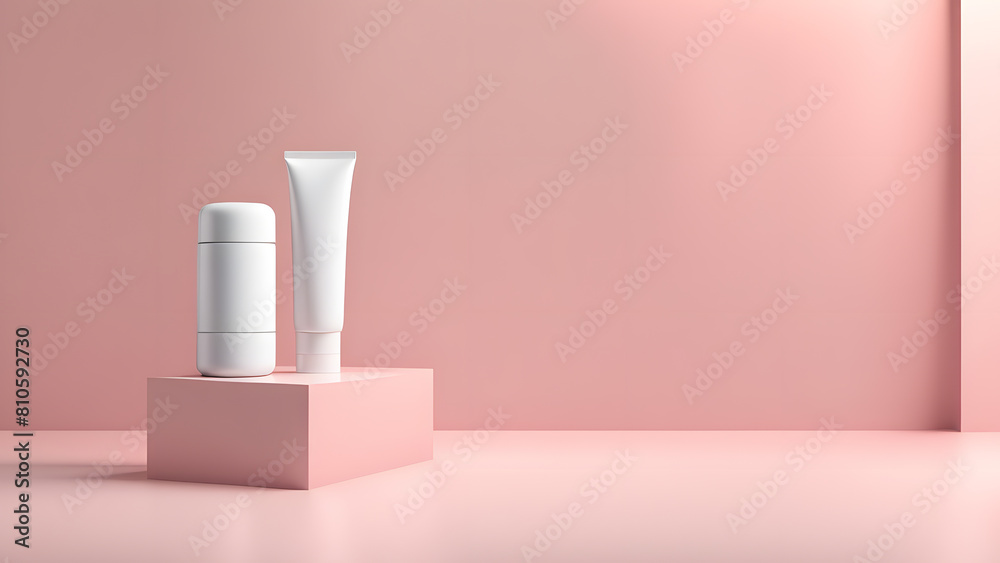a couple of tubes sitting on top of a pink surface a couple of tubes sitting on top of a pink surface