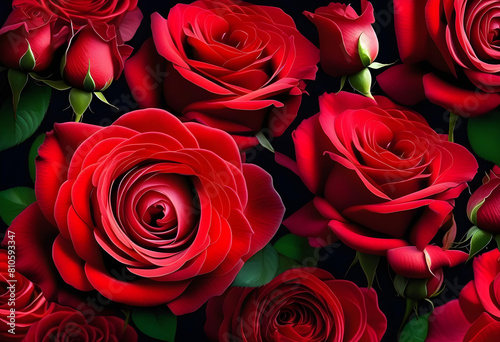 A dark red roses on a black background