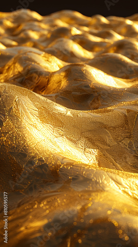 Golden waves, rolling forward, abstract design, particle effect © Tatiana