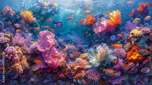 Vibrant marine biodiversity. colorful coral reef teeming with life and dazzling fish © Oksana