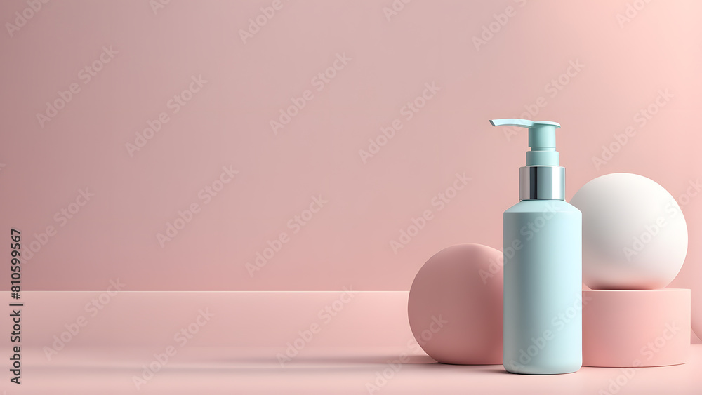a bottle of lotion and a white egg on a pink surface a bottle of lotion and a white egg on a pink surface