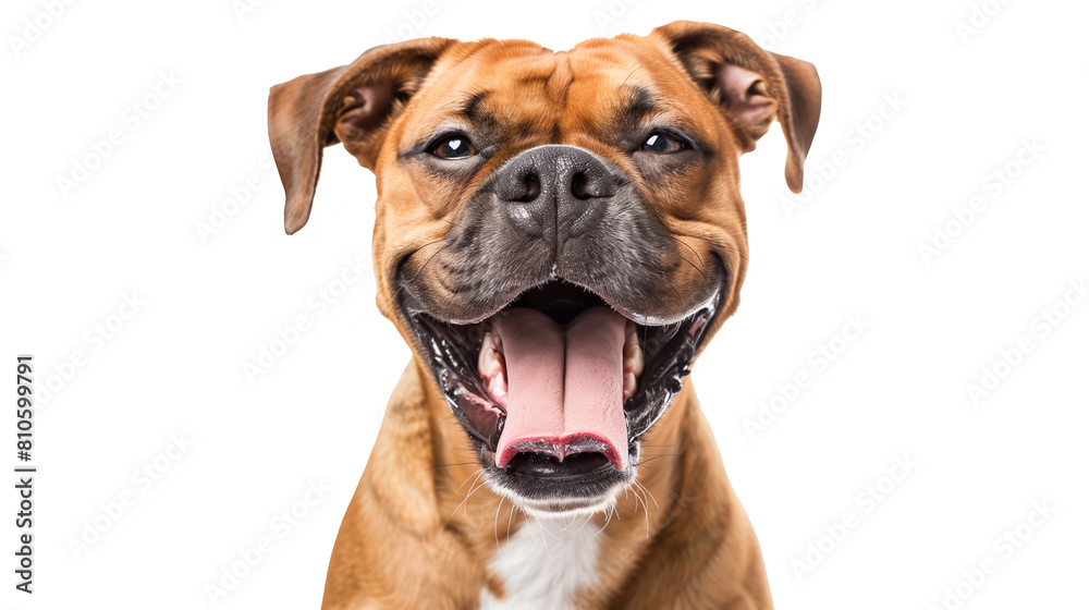 Infectious Joy: Capturing the Heartwarming Smile of a Boxer Dog Enjoying a Perfectly Happy Moment. Image made using Generative AI