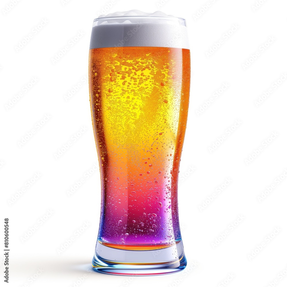 Glass of Cold Beer Shimmering in the Light, Citrus Brew Colorful Soda Cocktail Drink Beverage Isolated White Background, Alcohol, Alcoholic Glass of Cold Beer Shimmering in the Light, Citrus Brew Colorful Soda Cocktail Drink Beverage Isolated White Background, Alcohol, Alcoholic