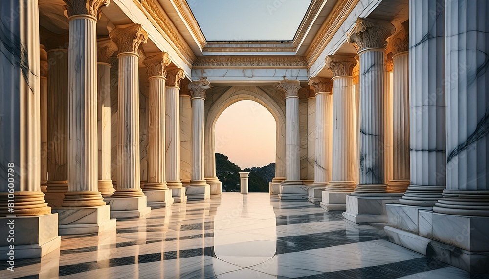 Fototapeta premium Graceful Guardians: Marble Pillars' Background