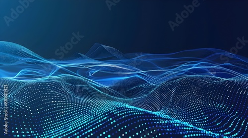 Abstract blue design on dark background with blue bright lines 