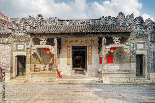 Foshan city, Guangdong, China. Yanqiao Ancient Village (built in 1450) still preserves a large number of ancient buildings as cultural relics protection units with historical heritage.  