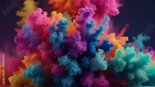 Explosive Color Burst: A Vivid Display of Vibrant Powders in Motion.