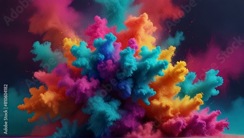 Explosive Color Burst  A Vivid Display of Vibrant Powders in Motion.