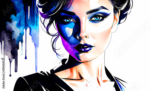 portrait of a girl in noir style.	