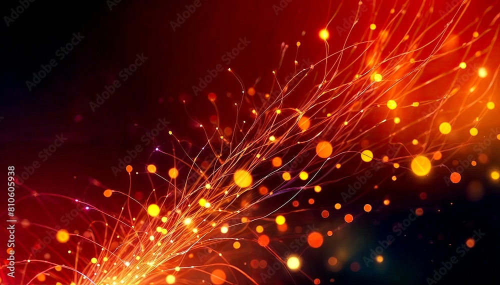 Fototapeta premium Vivid Fiber Optic Lights- Glowing Reds and Oranges