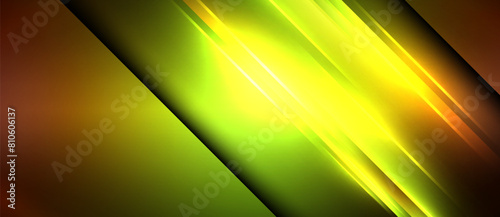 A vibrant diagonal line in hues of glowing yellow and green stands out against a dark background, resembling the pattern found in a water terrestrial plant under macro photography