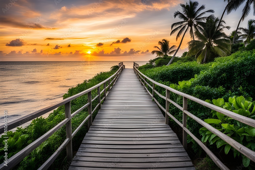Fototapeta premium View of wooden bridge
