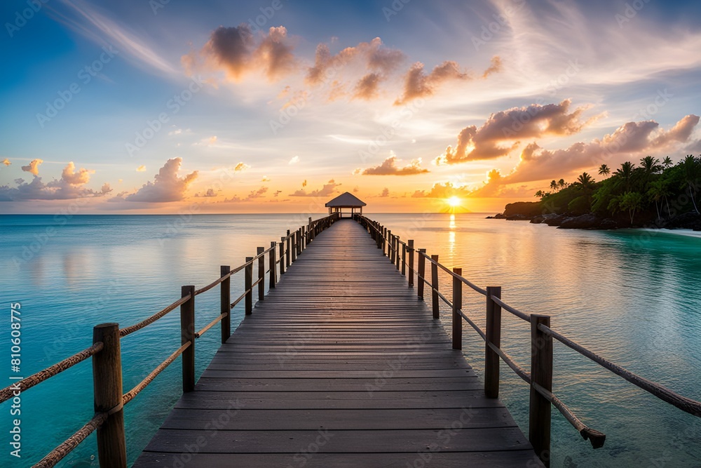 Naklejka premium View of wooden bridge