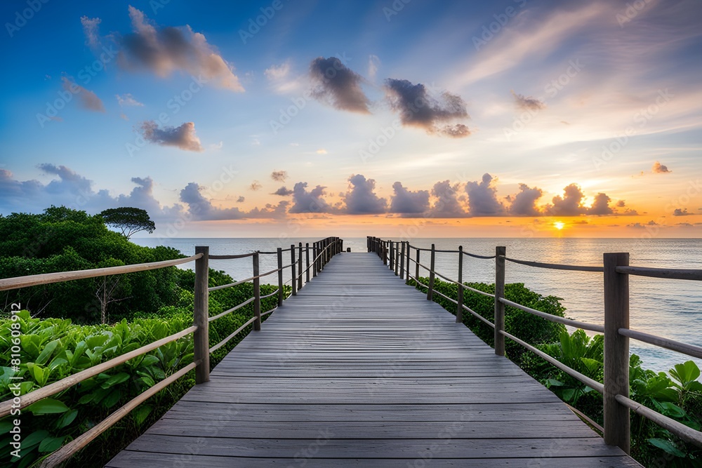 View of wooden bridge