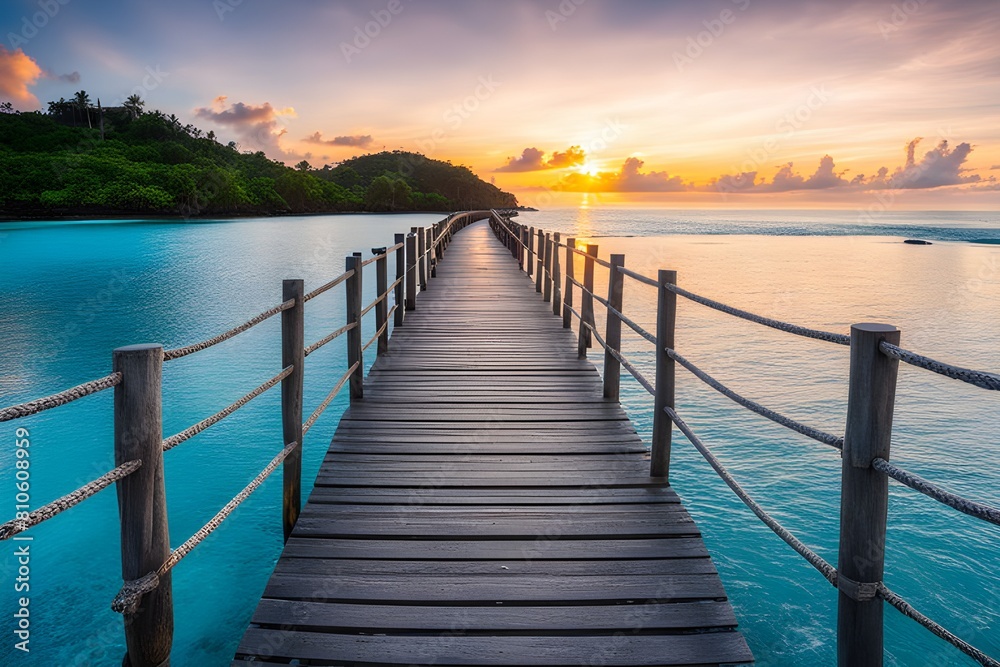Fototapeta premium View of wooden bridge