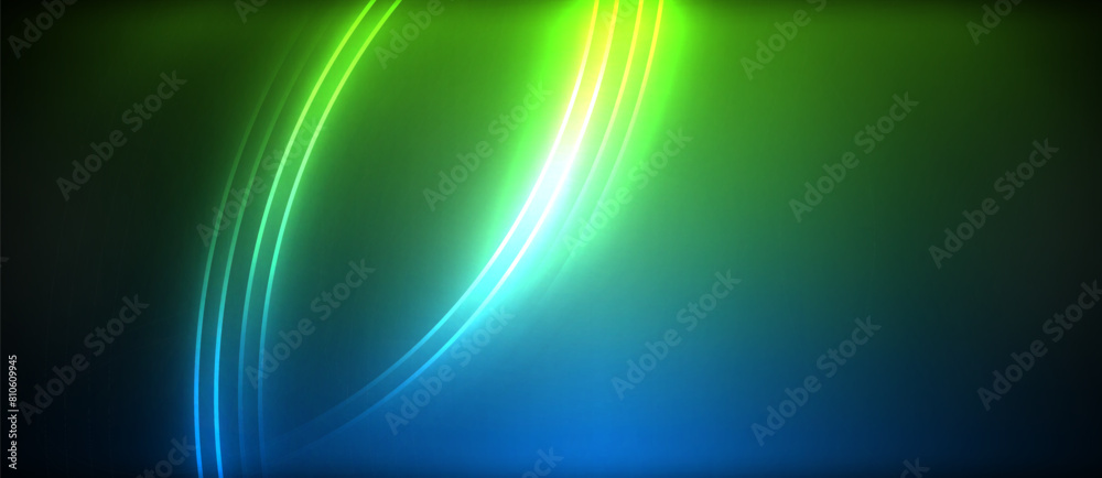 A neon green and electric blue liquid wave creates a mesmerizing visual effect lighting on a dark background, resembling an astronomical object glowing with a lens flare A neon green and electric blue liquid wave creates a mesmerizing visual effect lighting on a dark background, resembling an astronomical object glowing with a lens flare
