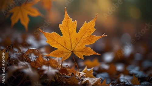 Autumn Maple Leaves: Vibrant Orange Carpet with Ethereal Bokeh Effect.