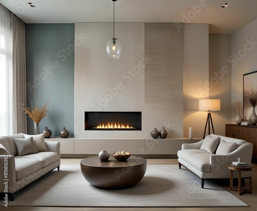 Cozy living: stylish sofa and furniture in a comfortable home interior. 3D rendering