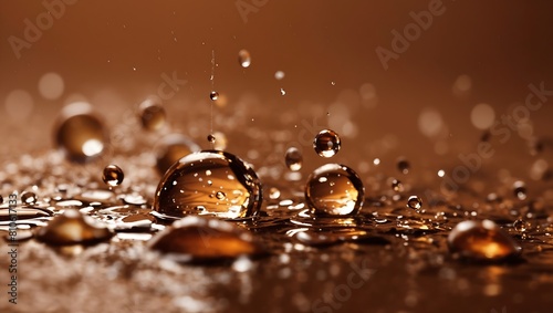 Realistic water droplets on brown background design wallpaper