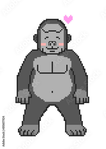 Gorilla in love with pixel art