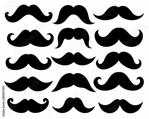 Mustache black Silhouette Design with white Background