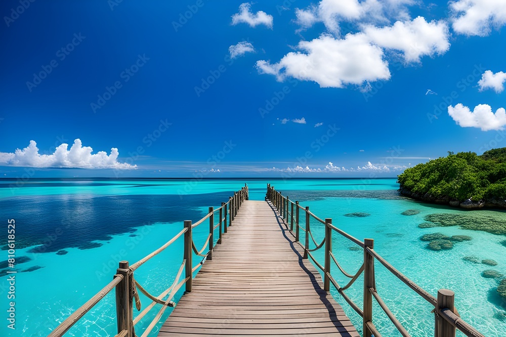 Obraz premium View of wooden bridge